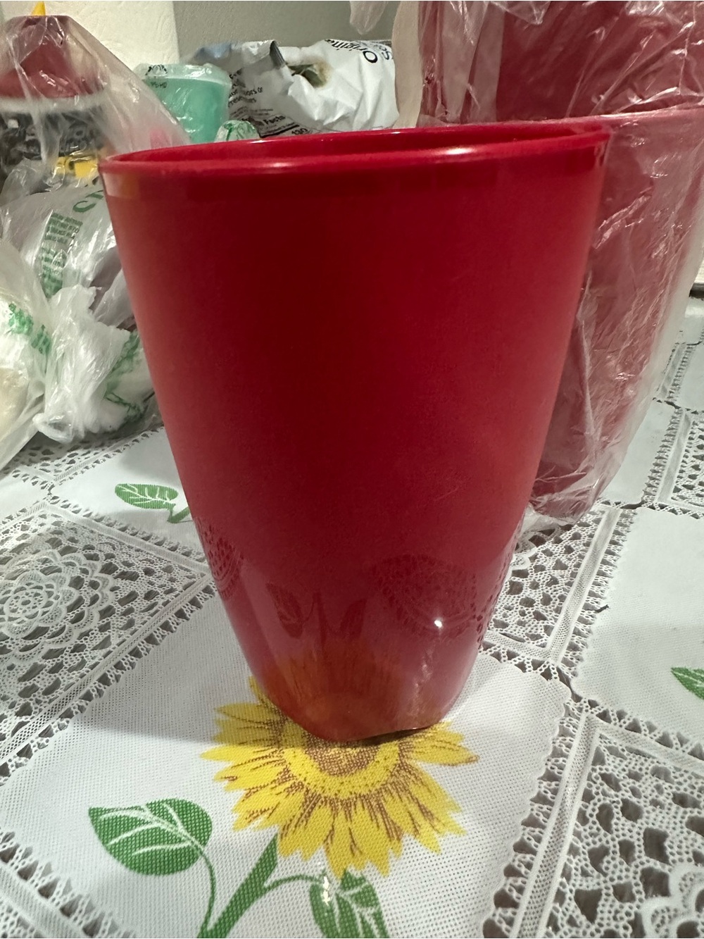 Bold Red Plastic Decorative Vase - Stylish Home Accent